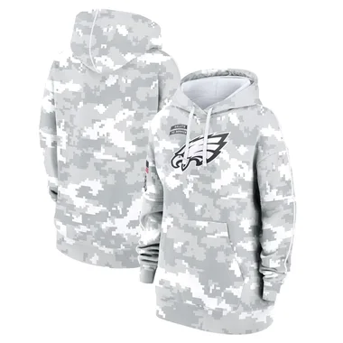 Women's Nike Philadelphia Eagles 2024 Salute To Service Club Fleece Pullover Hoodie - Arctic Camo