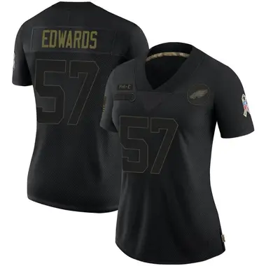 Women's Nike Philadelphia Eagles T.J. Edwards 2020 Salute To Service Jersey - Black Limited