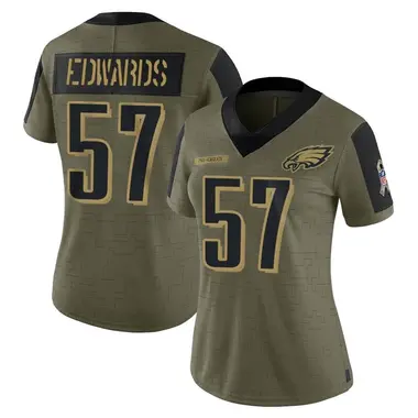 Women's Nike Philadelphia Eagles T.J. Edwards 2021 Salute To Service Jersey - Olive Limited
